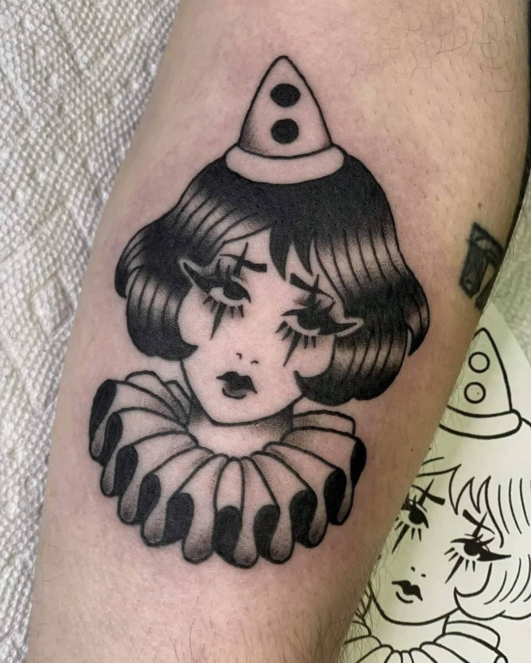 Sad Clown Girl Tattoo Design