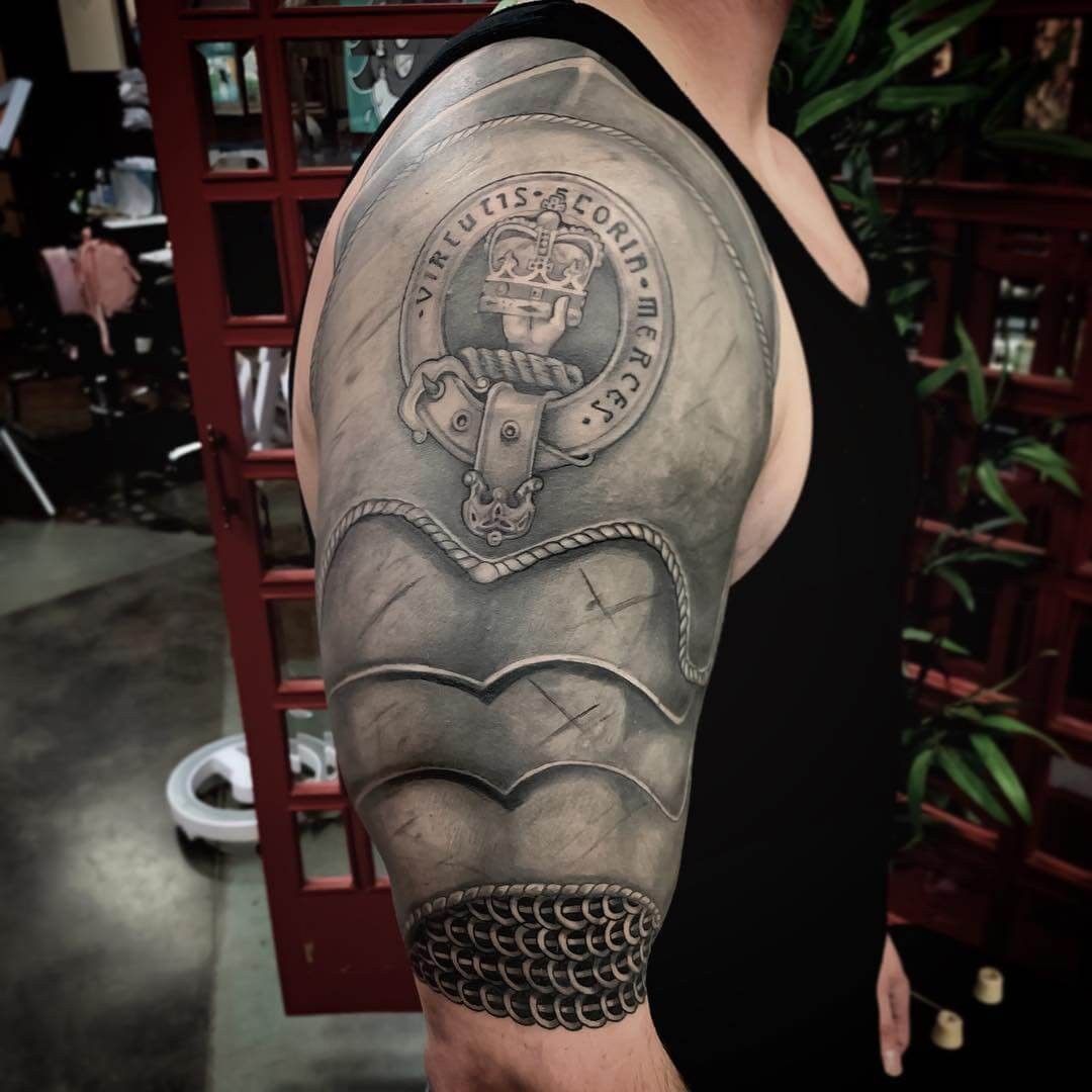 Evocative Half Sleeve Armor Tattoo Designs