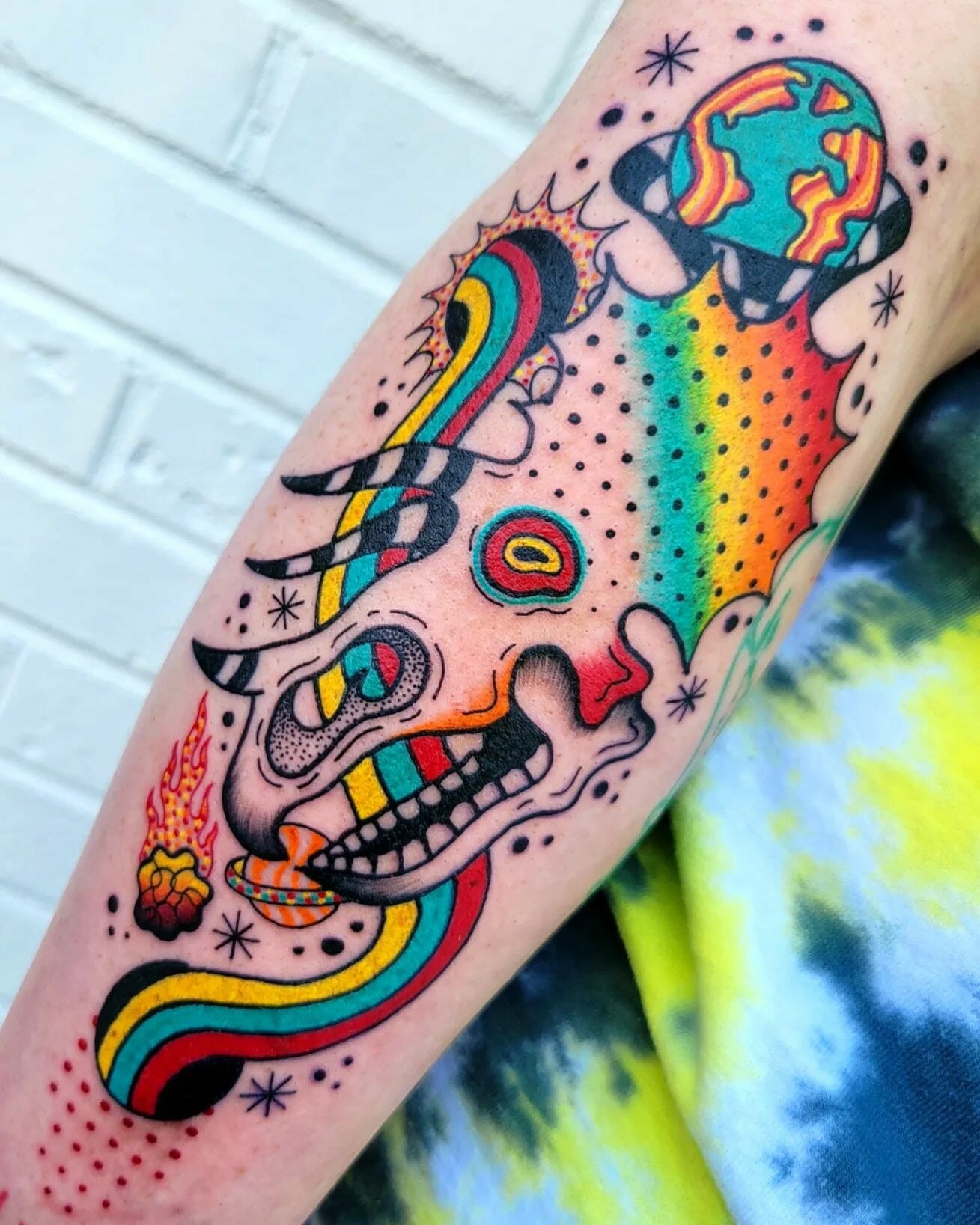 Trippy Dinosaur Tattoo