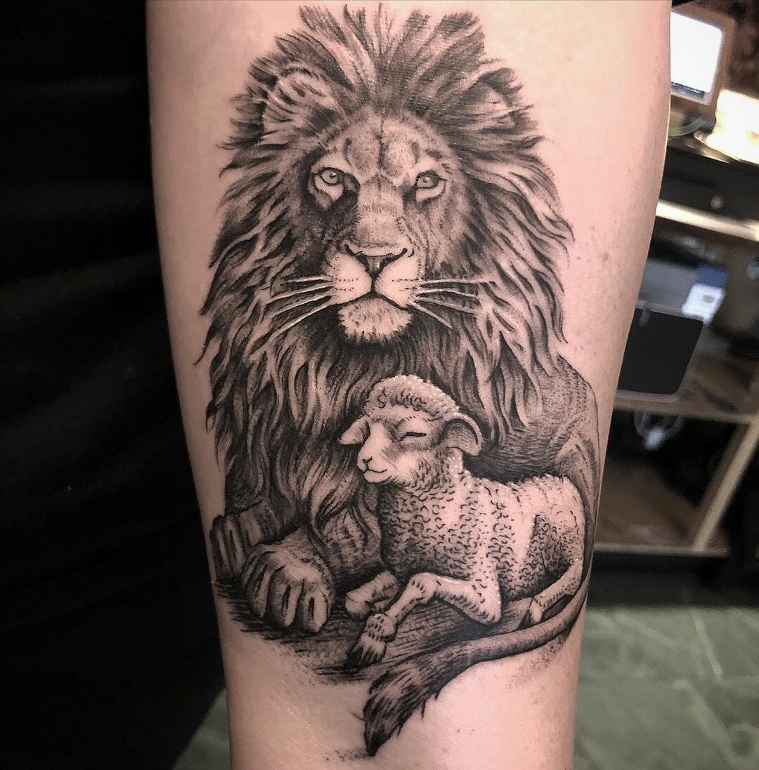 Lion And Lamb Tattoo