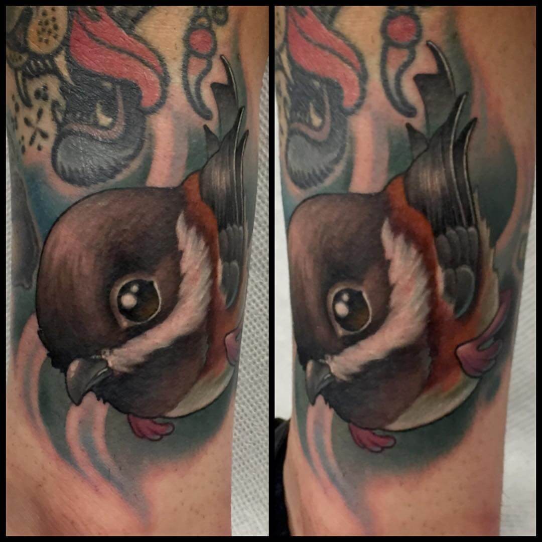 Chickadee Head Tattoo