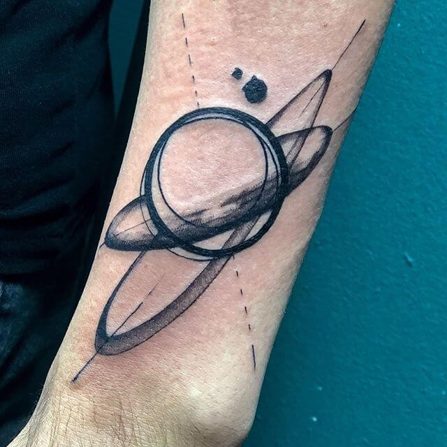 Amazingly Creative Saturn Tattoo Meaning No String On Me In Black And Gray On Shoulder