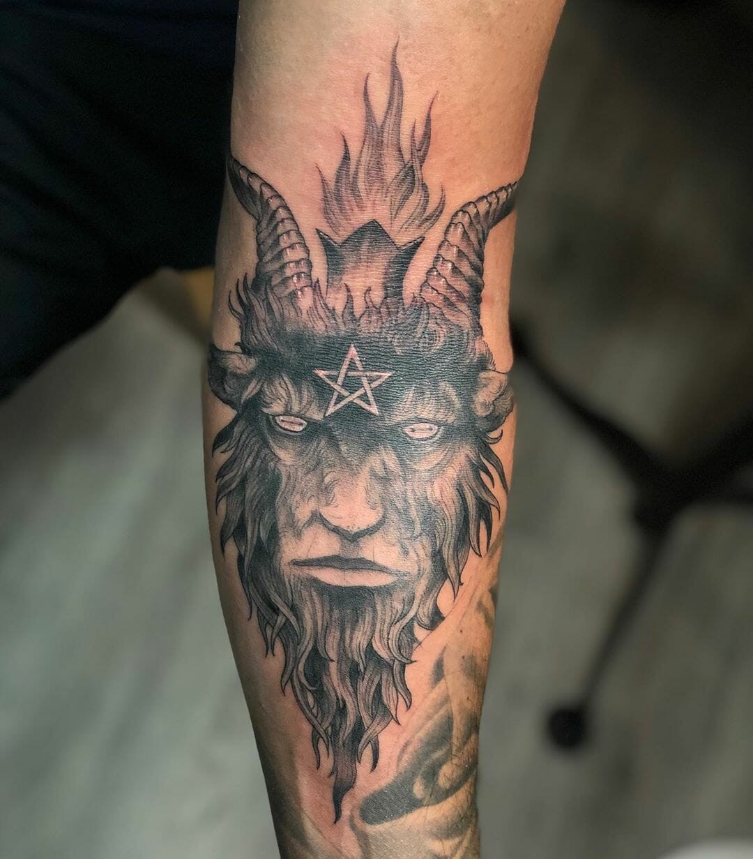 Baphomet Head Tattoo Satanic Design