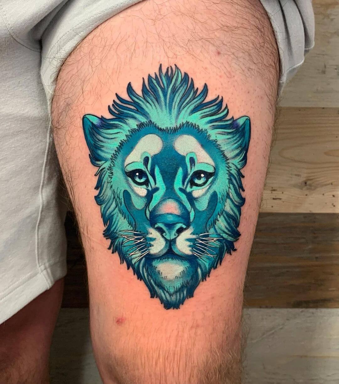 Lion Head Monochromatic Tattoos