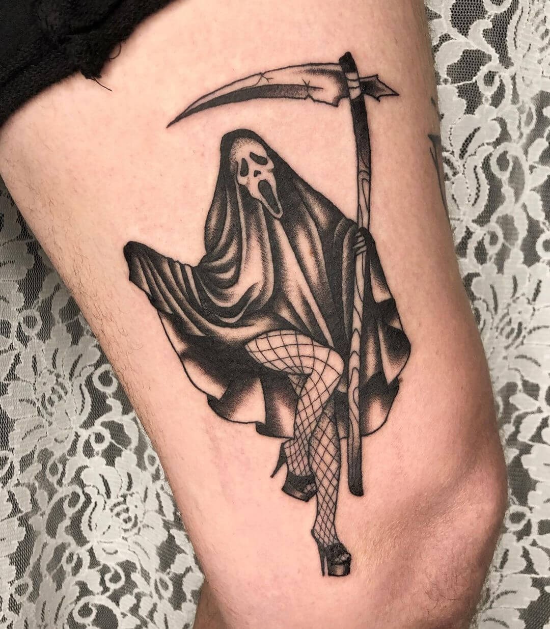 Female Grim Reaper Fusion Tattoo