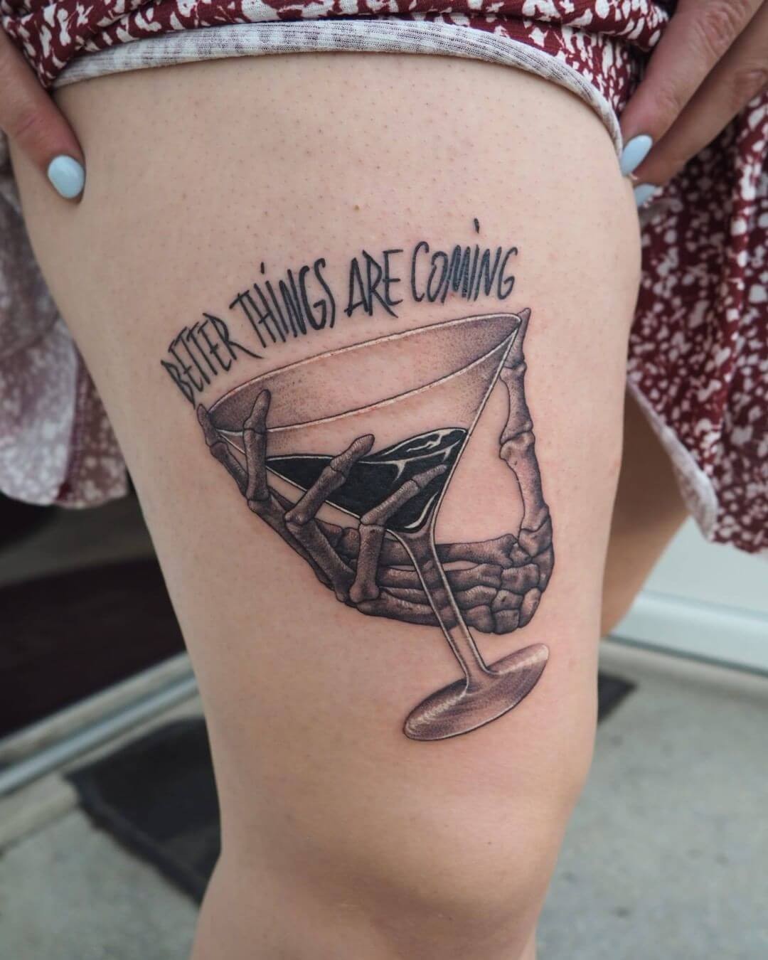 ‘Better Things Are Coming’ Martini Glass Tattoo