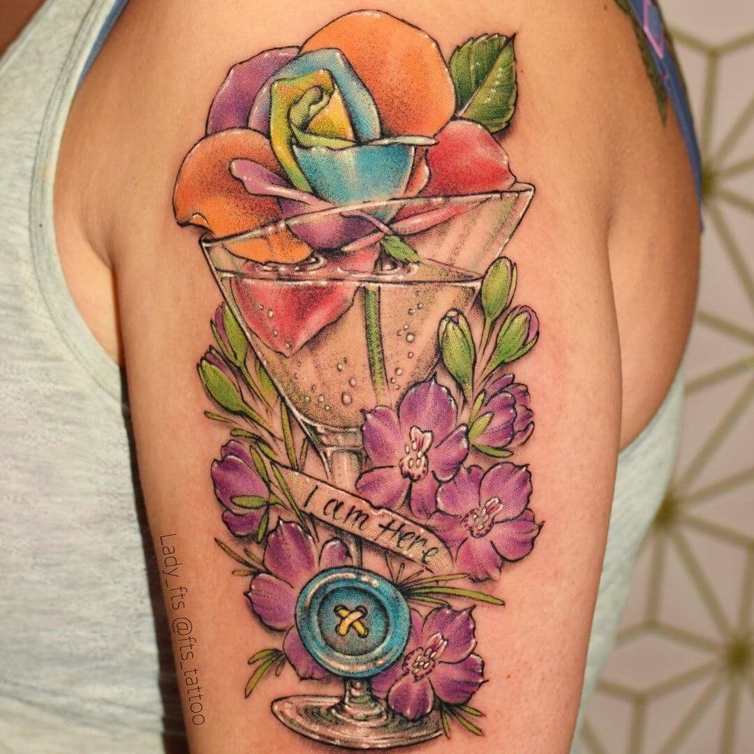 ‘Filled With Fond Memories’ Martini Glass Tattoo Sleeve