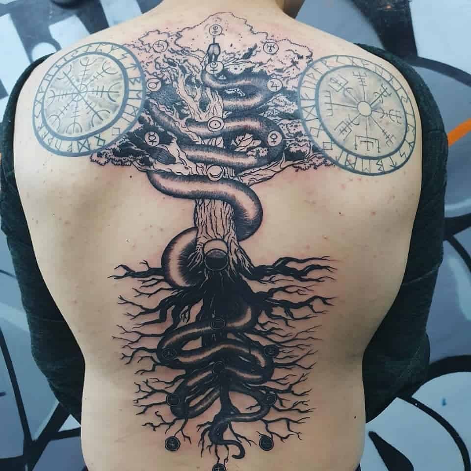 Yggdrasil Tattoo Design Over Back