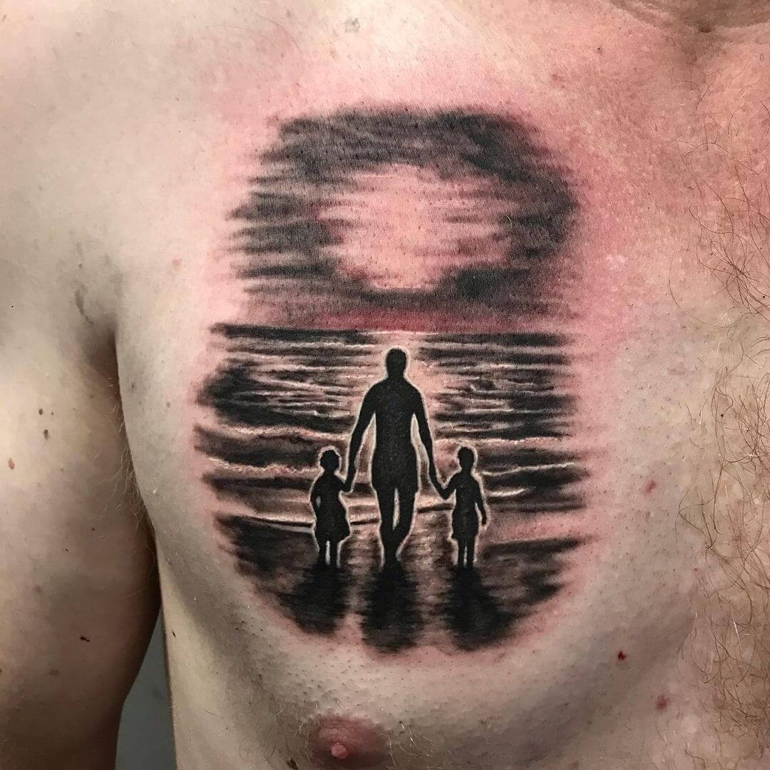 Family Enjoying On Beach Tattoo