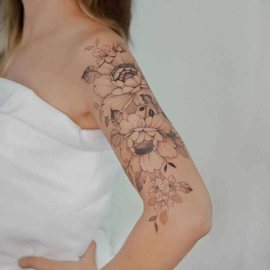 Peony Shoulder Tattoo