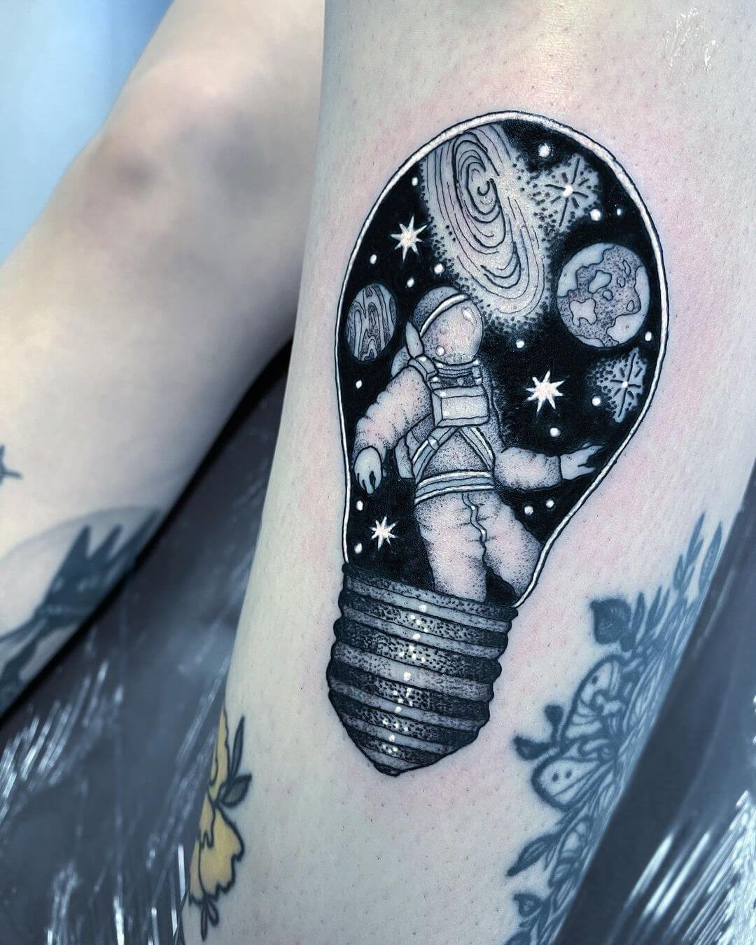 Astronomical Light Bulb Tattoo