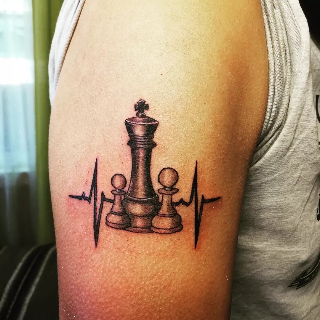 Chess Tattoo With A Pulse Line