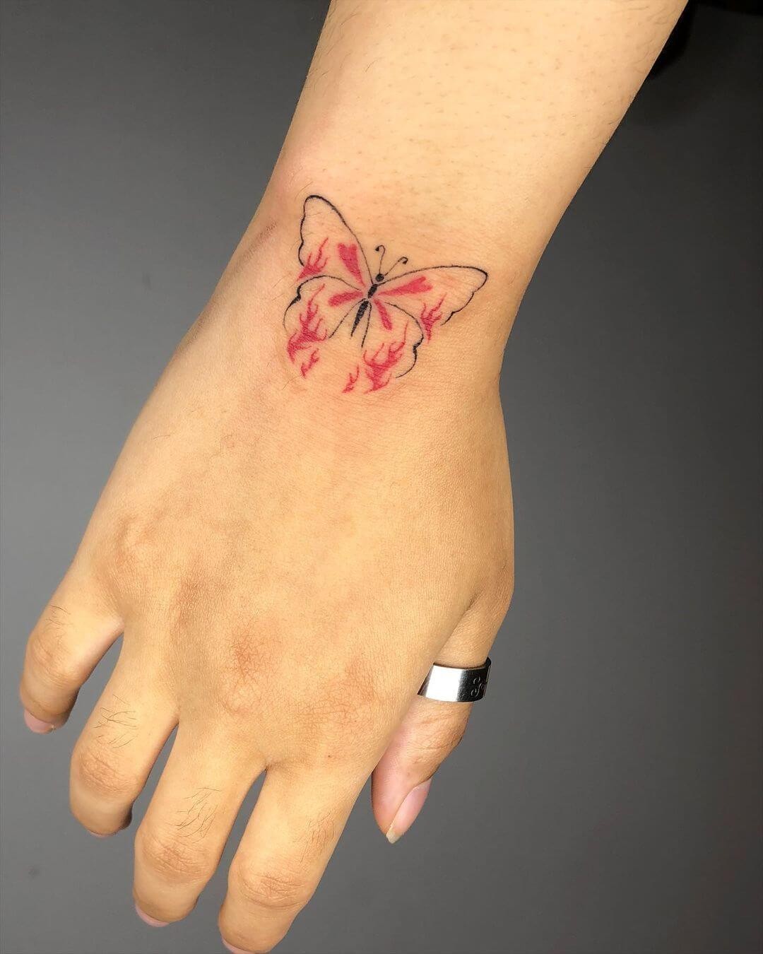 Open Winged Design Butterfly Tattoos