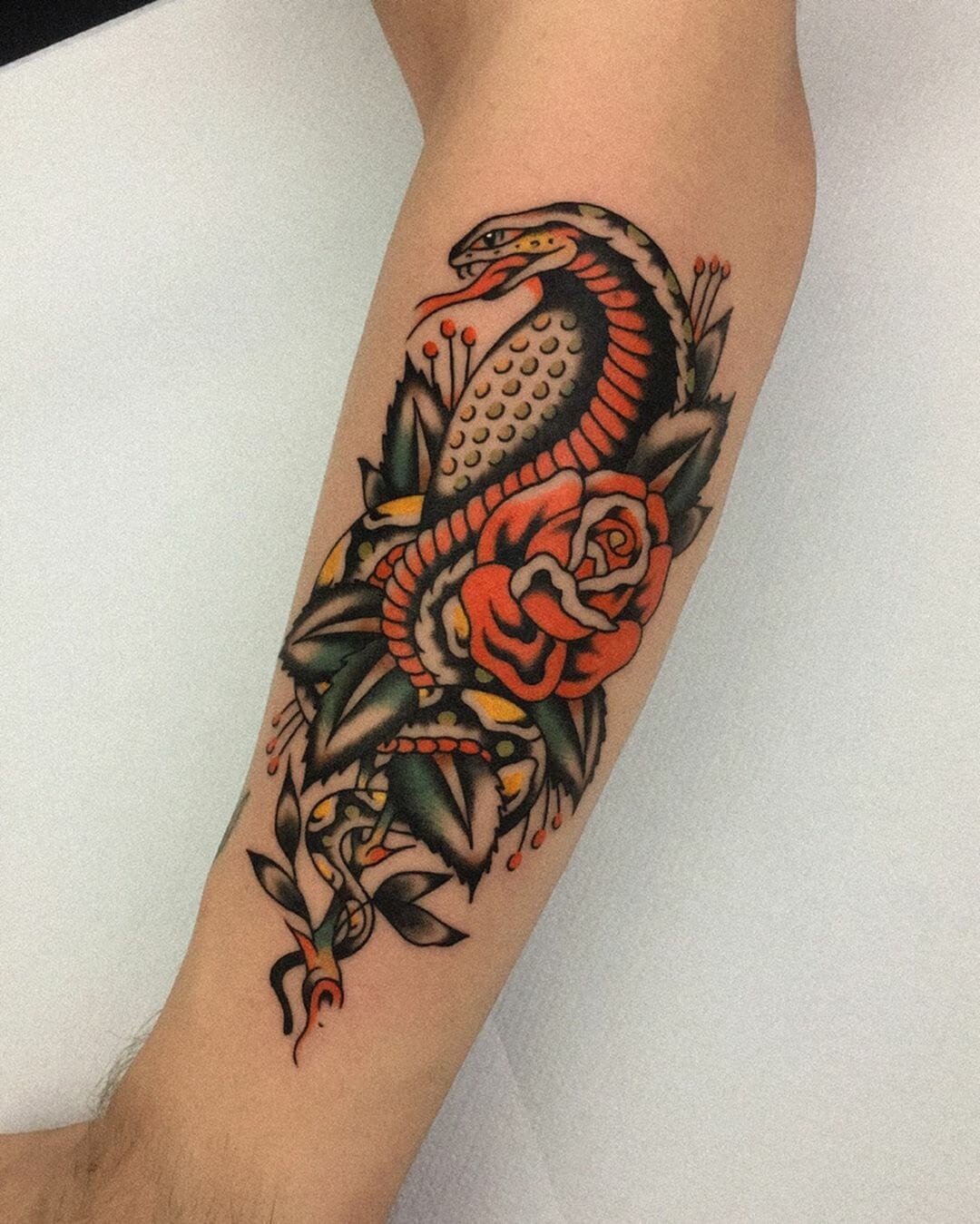 Colorful Cobra Tattoo On Arm