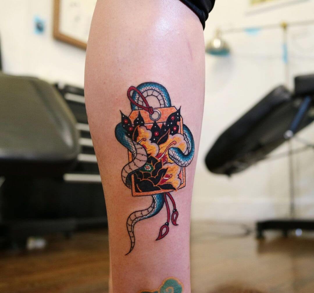 Blue Snake Lucky Charm Tattoo