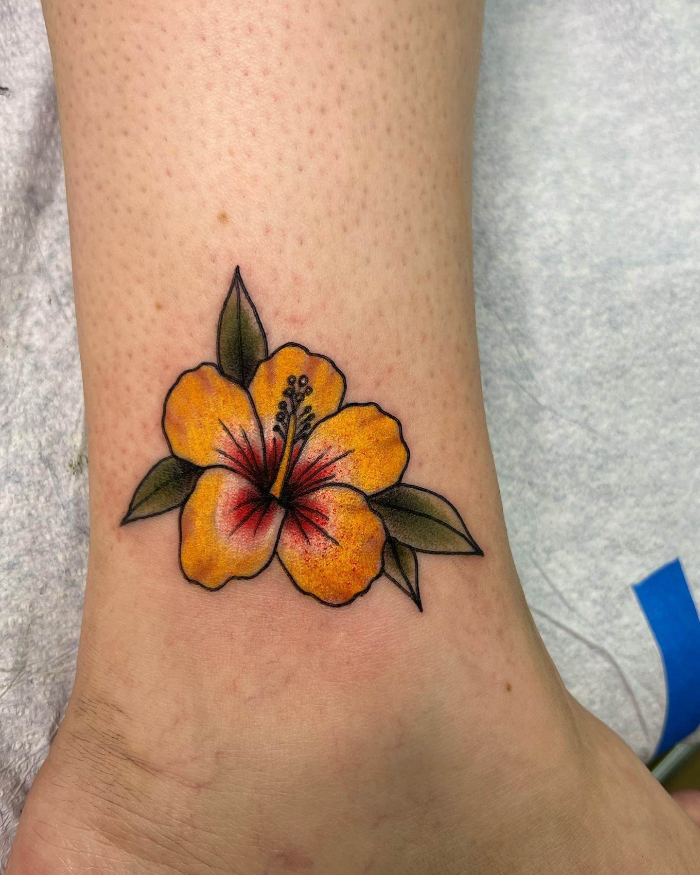 Yellow Hibiscus Tattoo