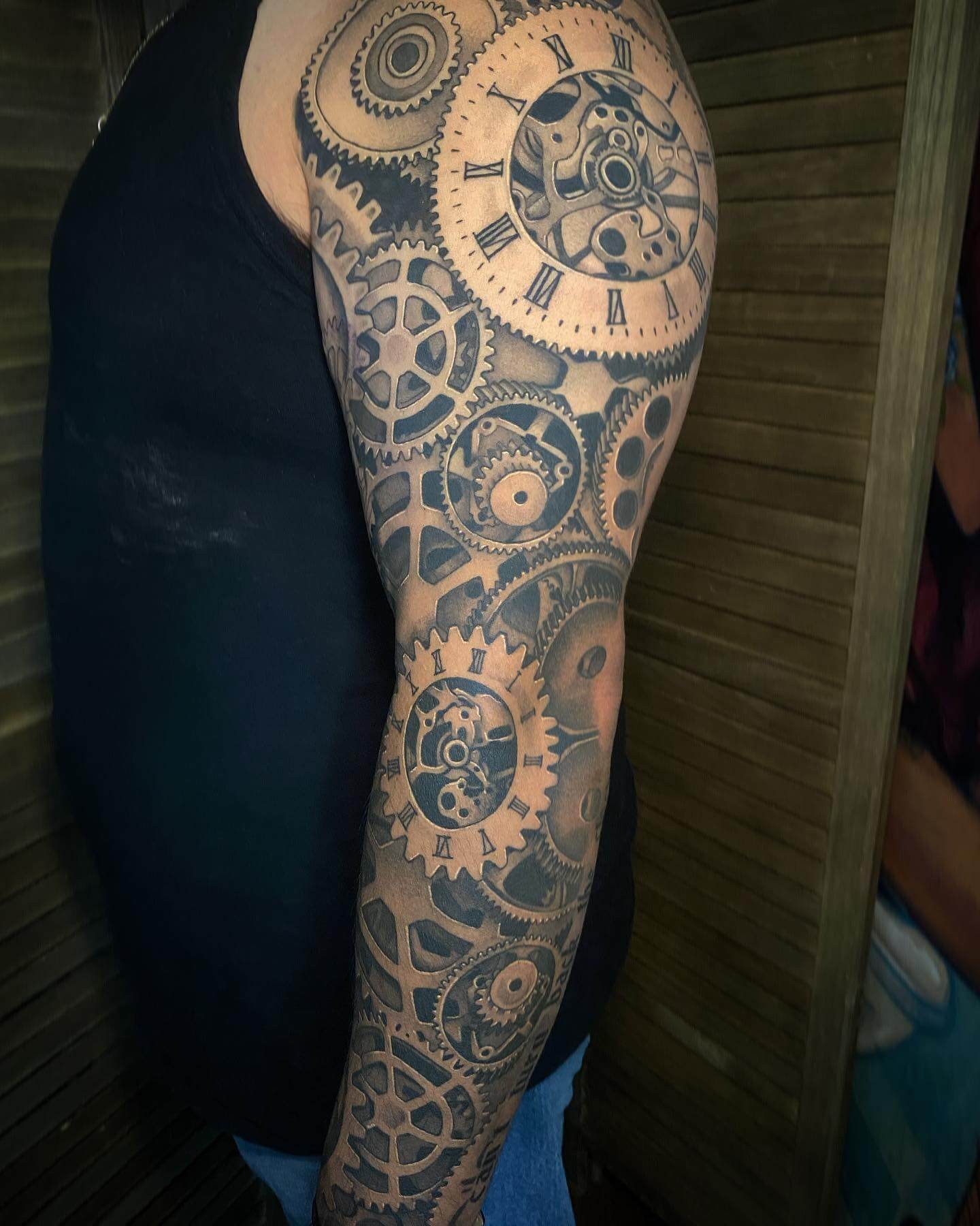 Clock Gear Tattoo For Men