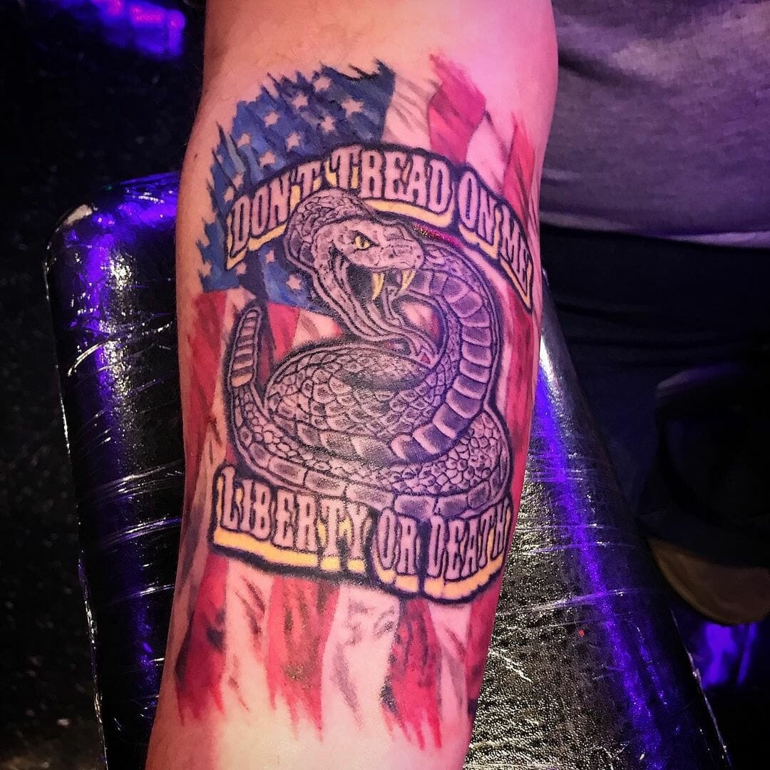 Don’t Tread On Me Tattoo With The American Flag