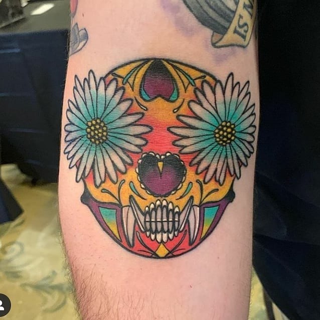 Cat Sugar Skull Tattoo