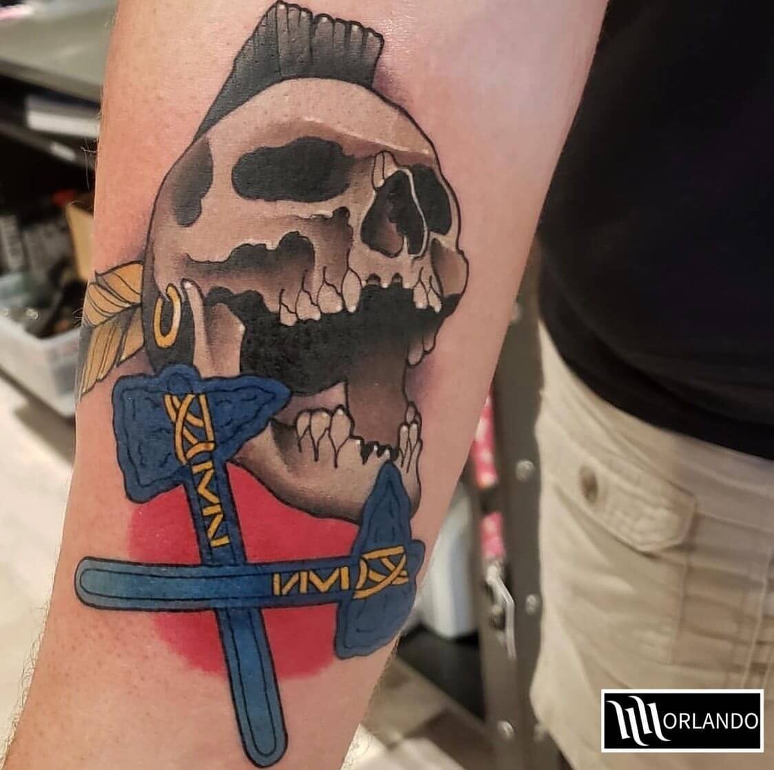 Unique Braves Logo Tattoo