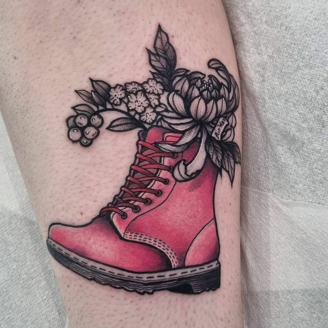 Reddish-Pink Boot Tattoo