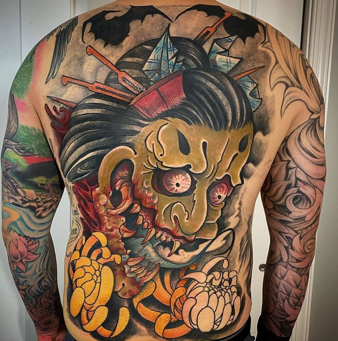 Bloody Geisha Tattoo Yakuza Style