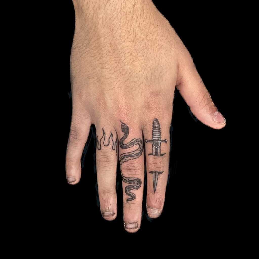 Badass Snake Finger Tattoo