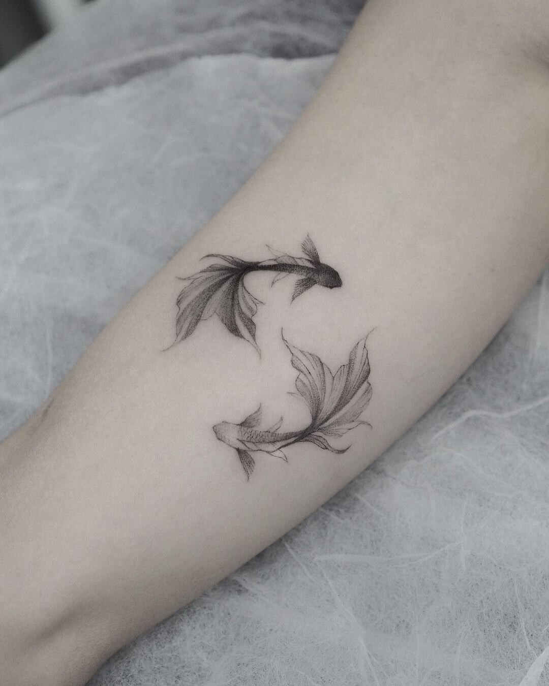 Koi Fish Tattoo With Flowers