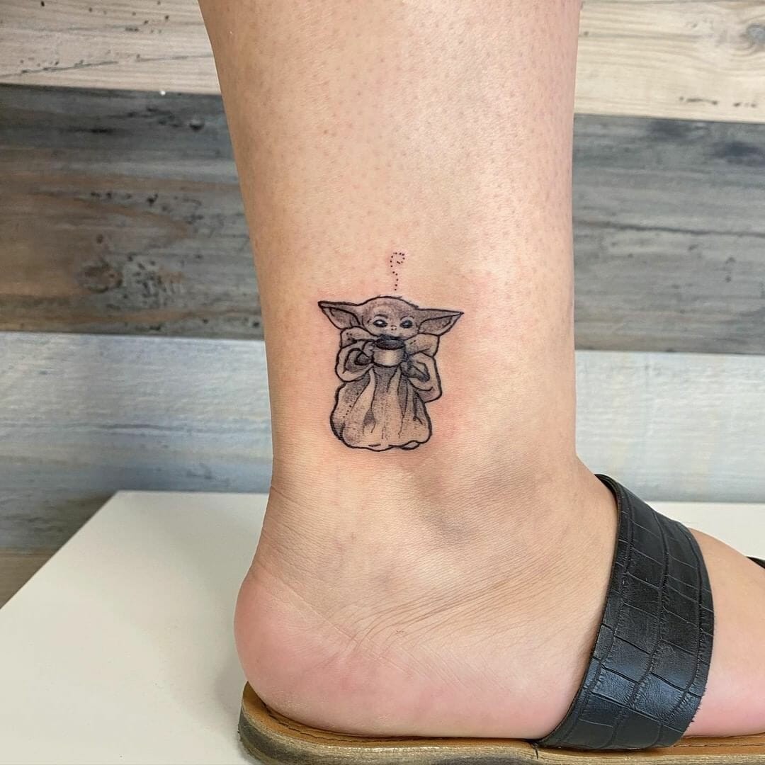 Cute Little Baby Yoda Tattoo