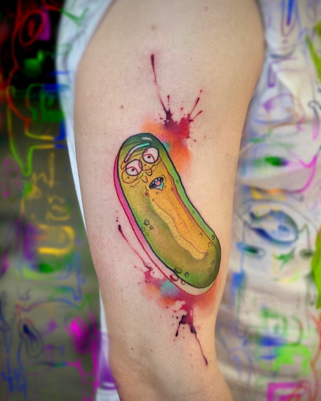 Funny Pickle Character Morty Tattoos Ideas