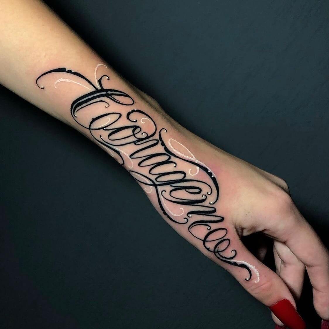 Forearm Script Tattoos For Women