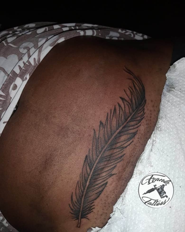 Feather Abdomen Tattoo