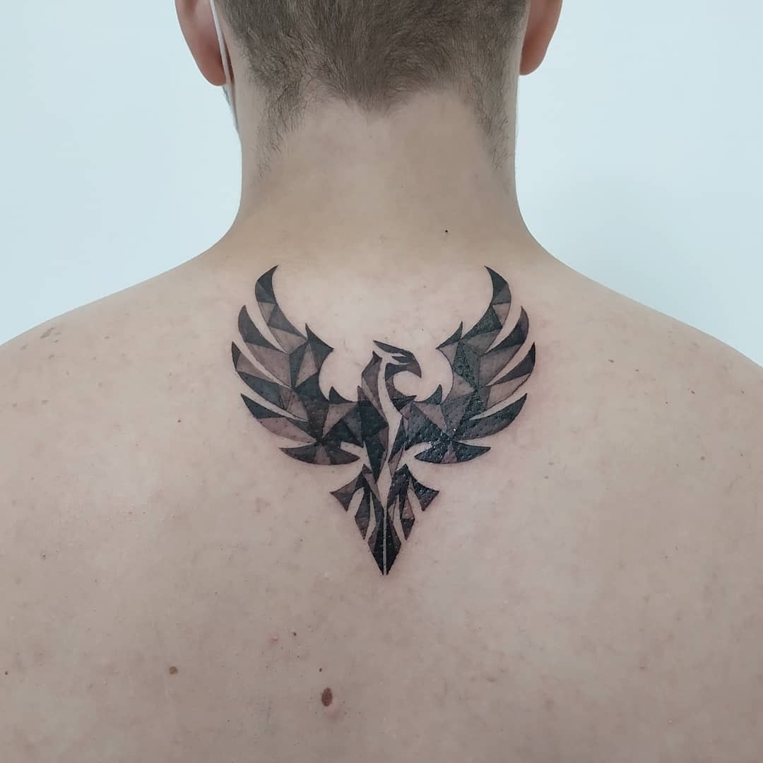 Stunning Origami Phoenix Tattoo