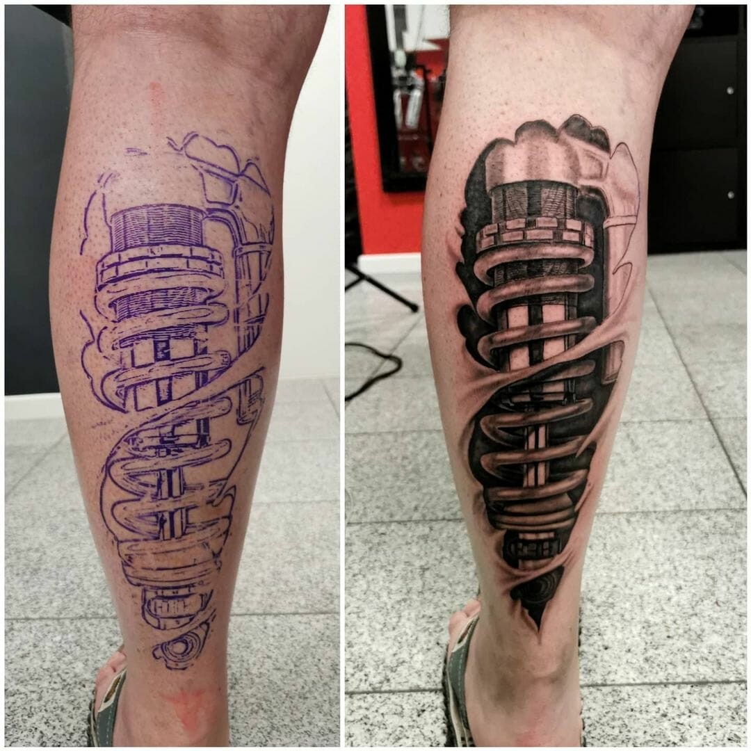 Biomech Leg Tattoo