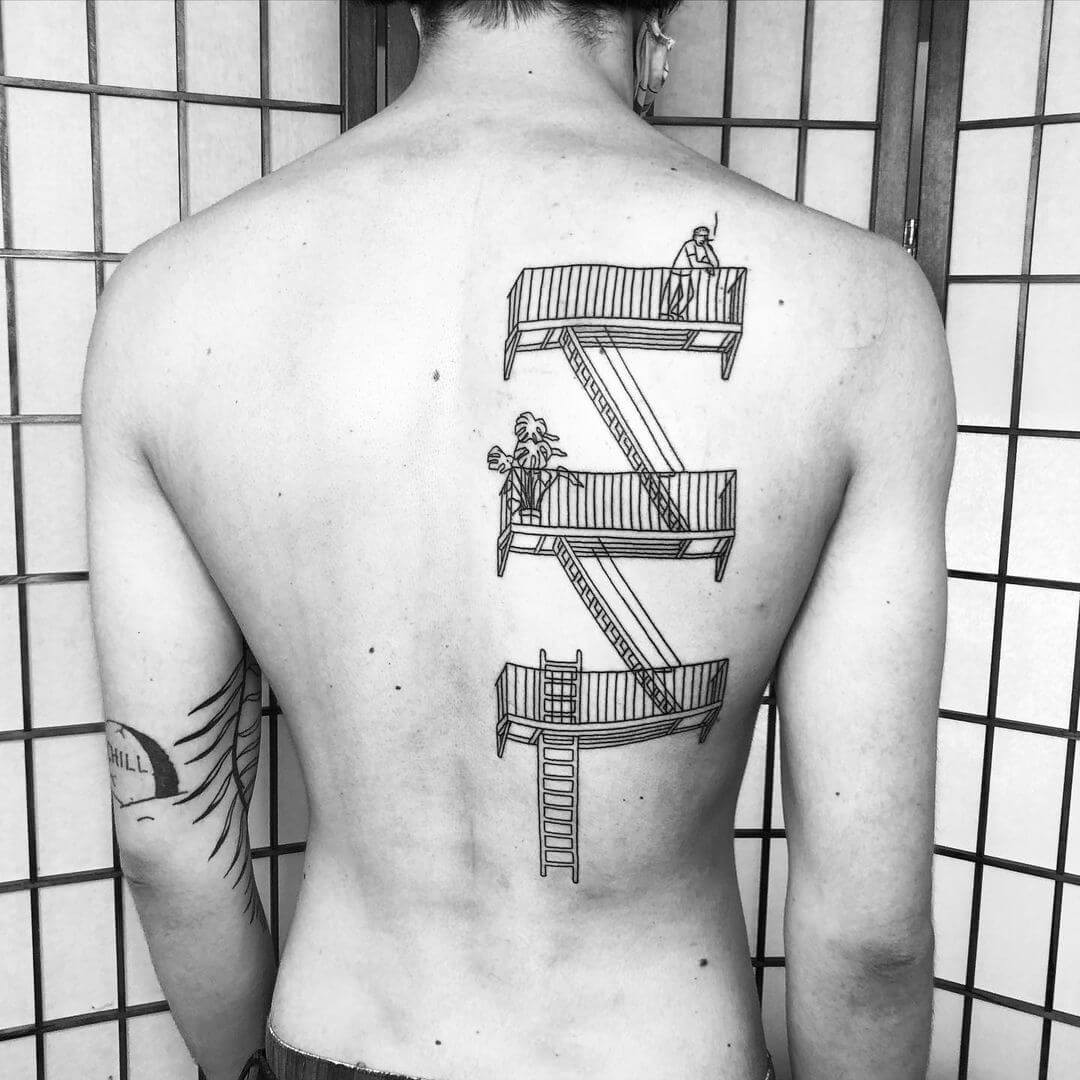 Fire Escape Ladder Tattoo