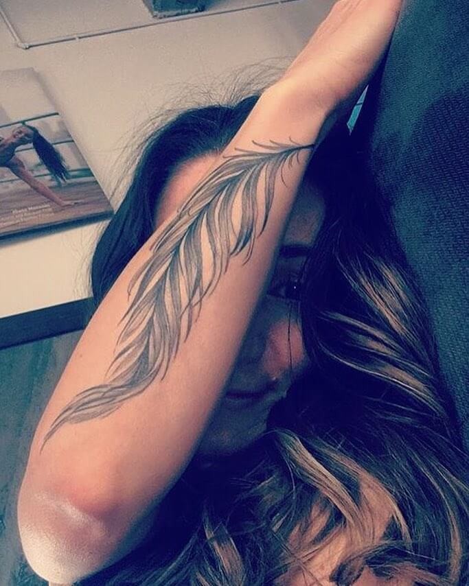 Forearm Feather Tattoo