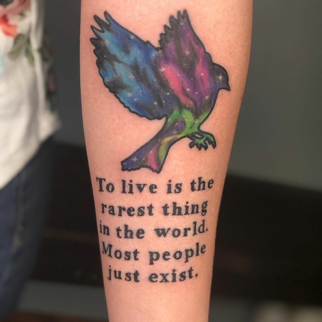 Bird Silhouettes With Quote Tattoos