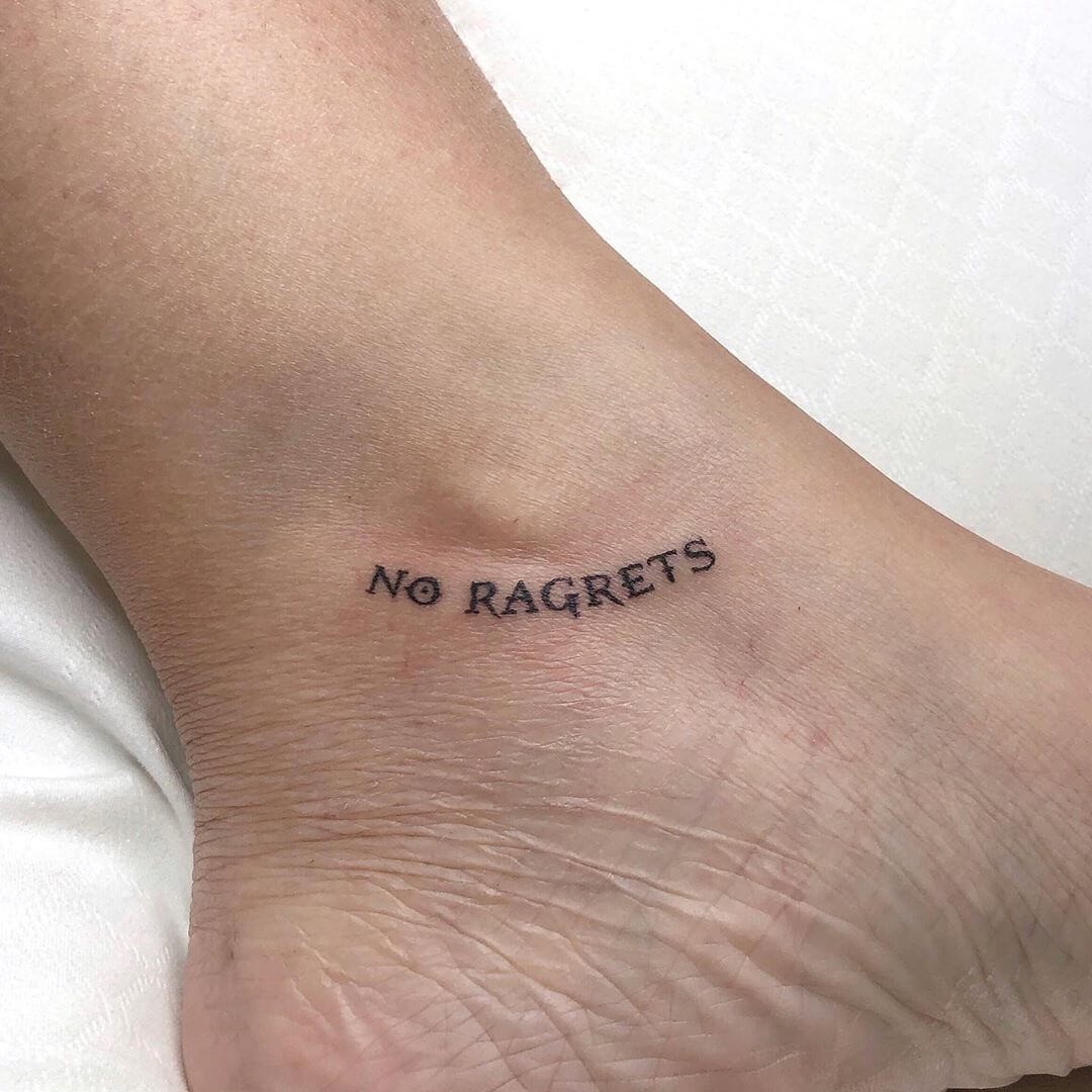 Tiny Black Ink Cool Font No Ragrets Tattoo We’re The Millers Movie Design On Foot