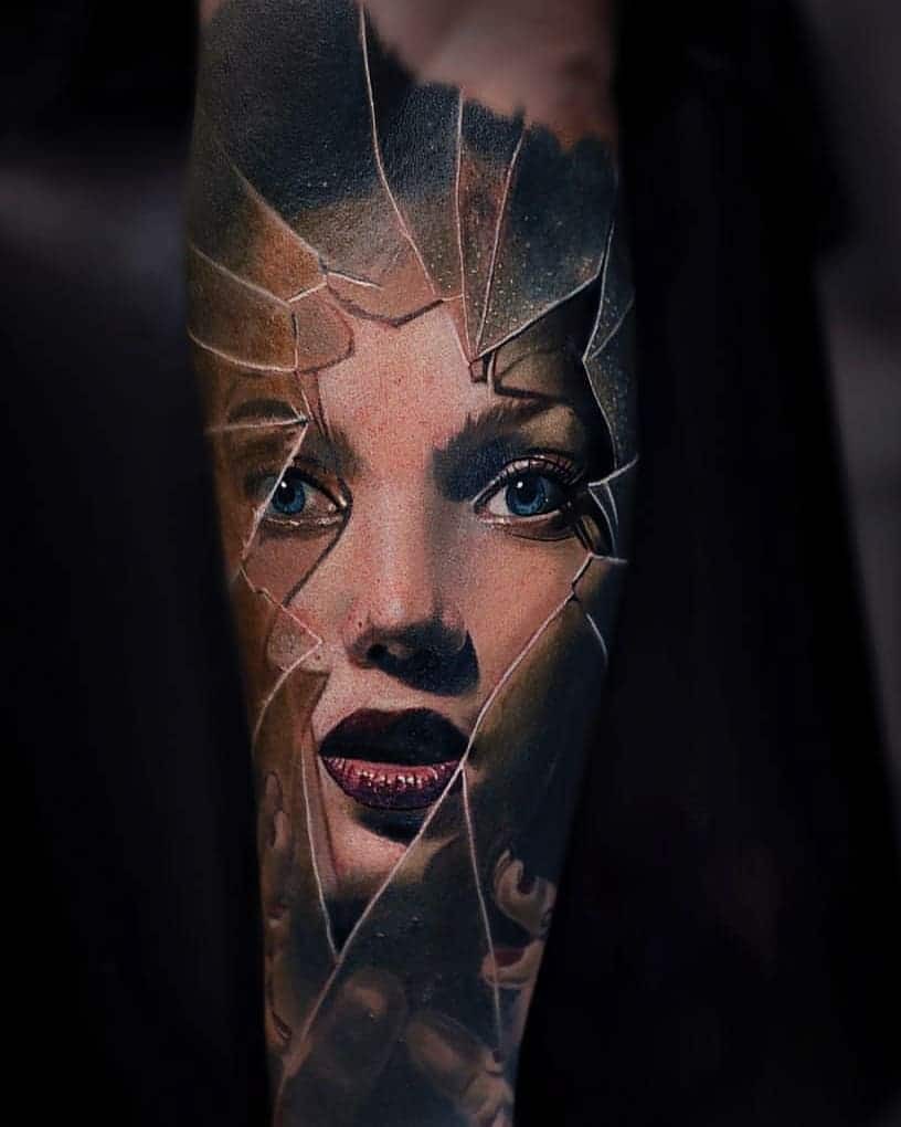 Realistic Tattoos Face & Glass Tattoo