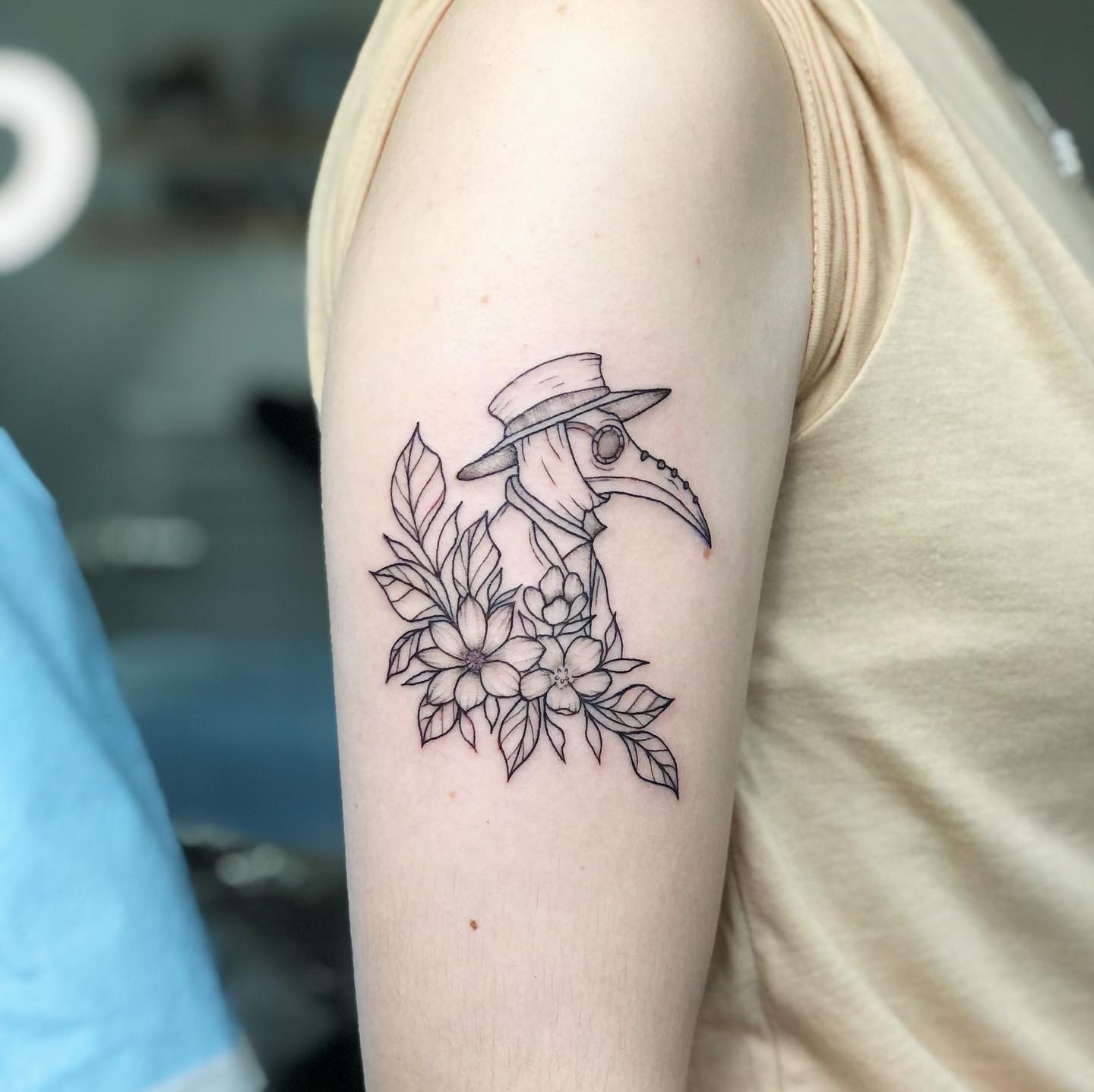 Linework Plague Doctor Tattoo