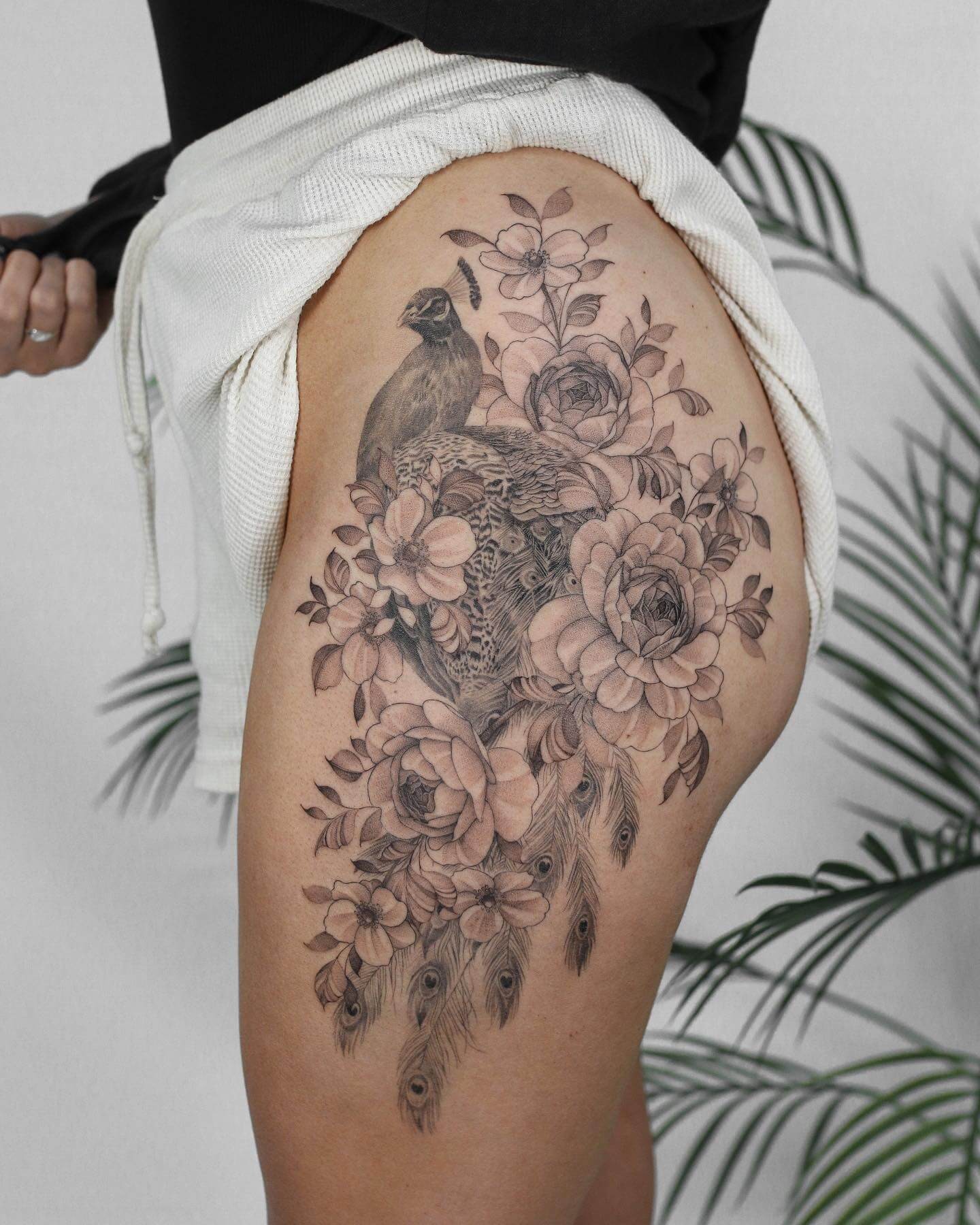 Floral Peacock Tattoo