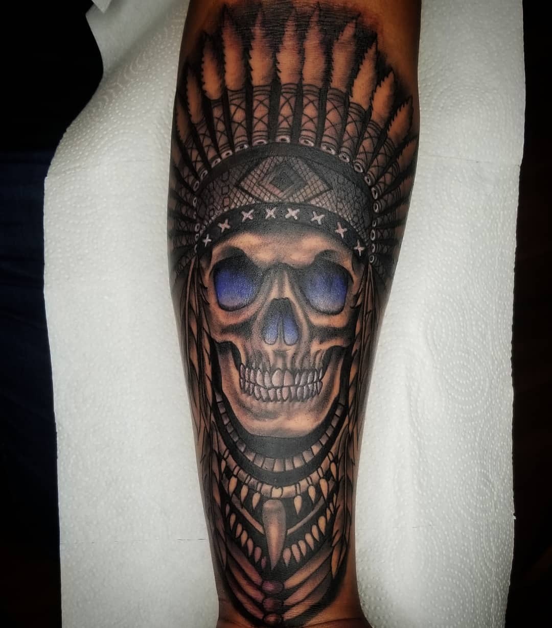 Indian Skull Sleeve Tattoo