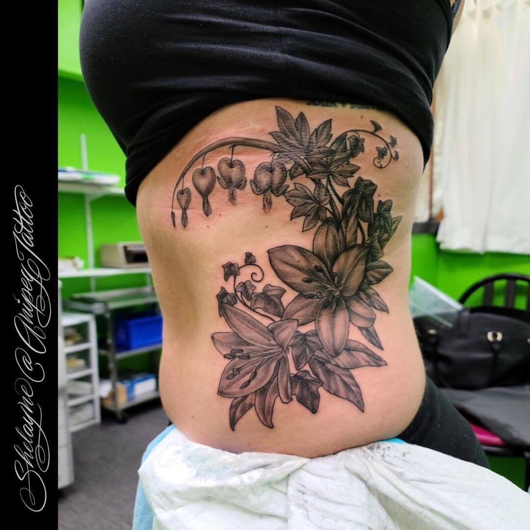 Stomach Inspired Side Piece Bleeding Heart Tattoo