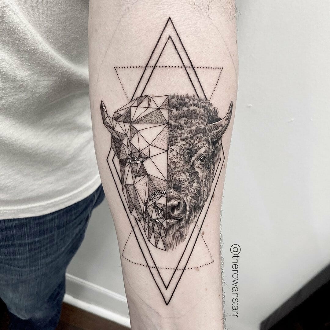 Geometrical Bison Tattoo