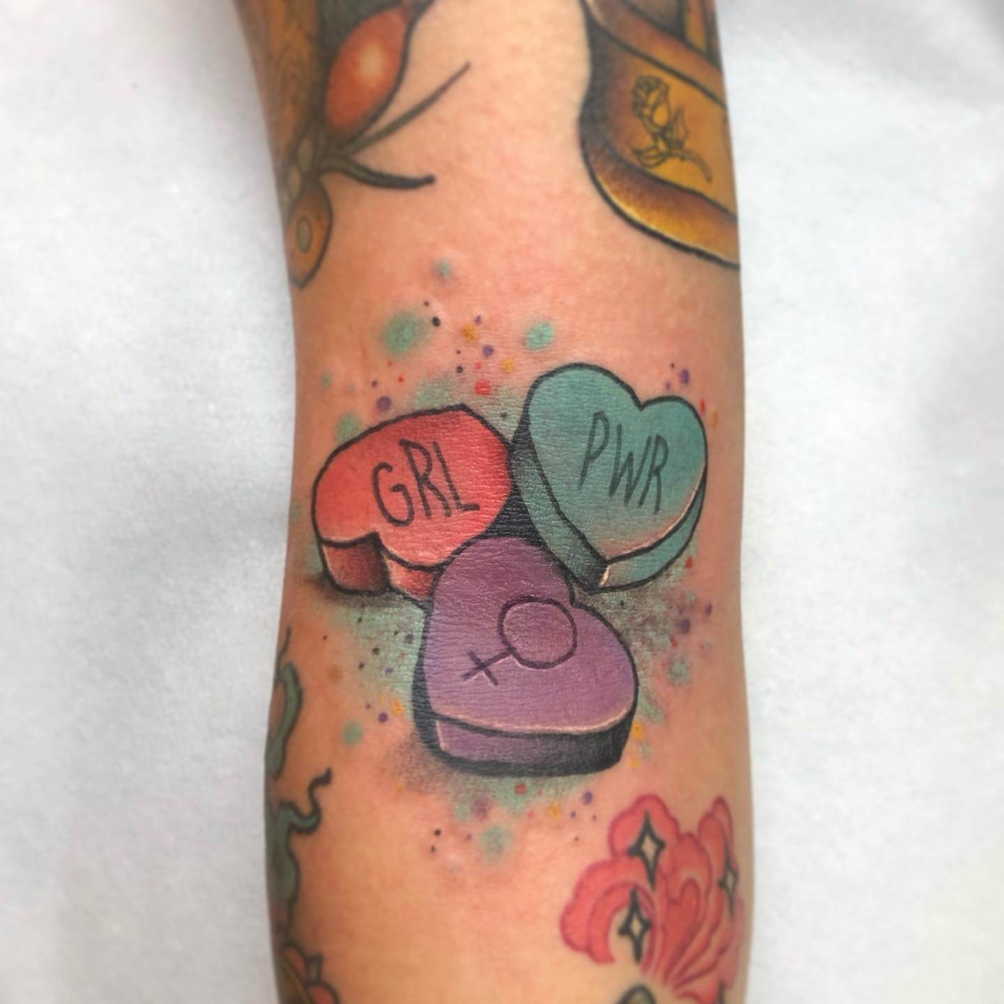 Girl Power Candy Heart Tattoo