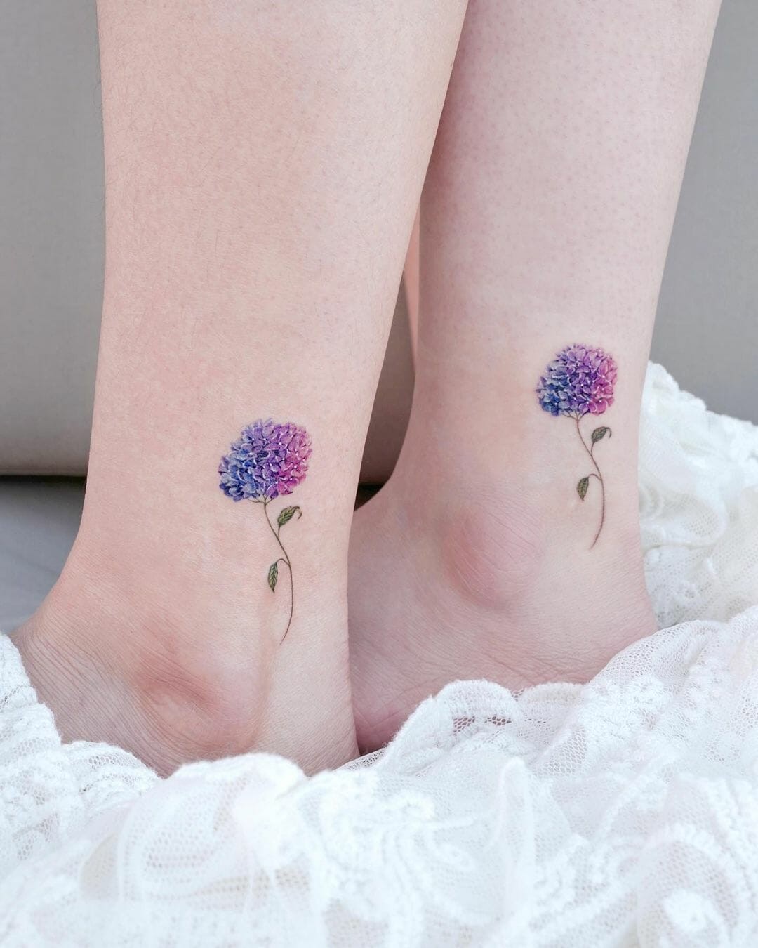 Twin Tri-Colored Hydrangea Tattoos