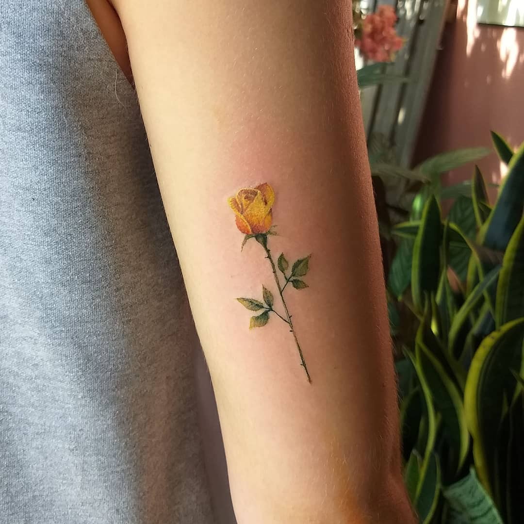 Traditional Yellow Rose Tattoo