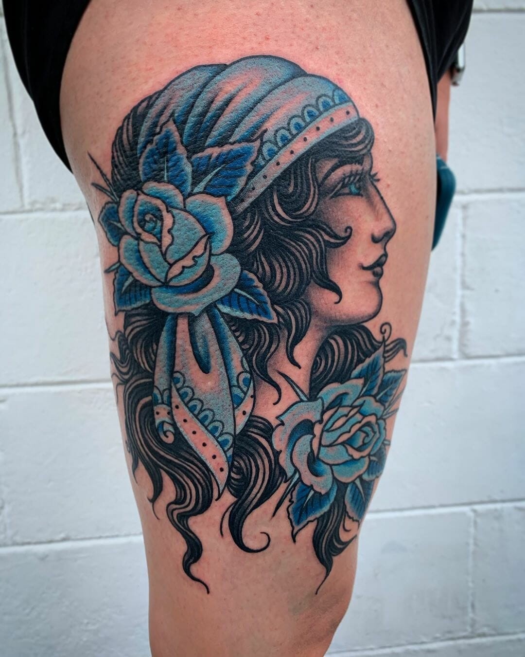 Beautiful Gypsy Tattoo Blue