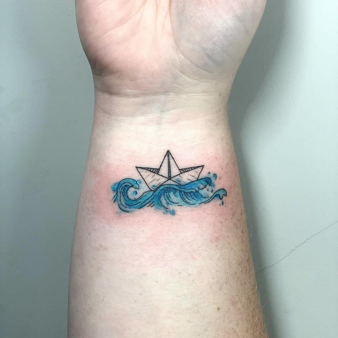 Paper Sailboat Tattoo