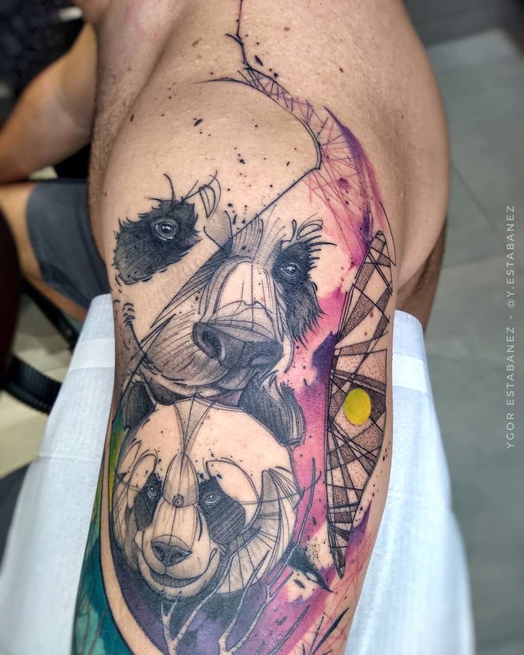 Watercolor Panda Tattoo